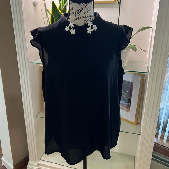 Elle Tops - Elle Black Sleeveless Blouse